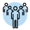 A small drawing of a person infront of 4 others in a V formation
